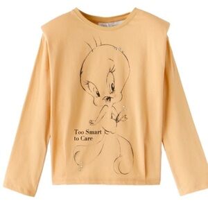 ZARA shoulder pad tweety top